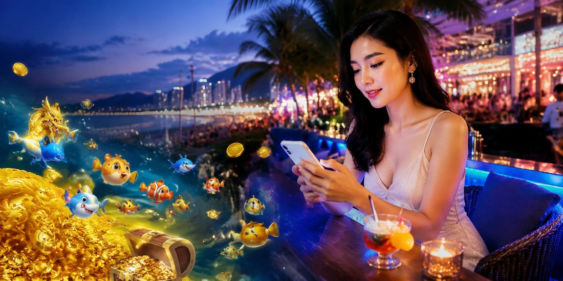 Người dùng trải nghiệm casino trên điện thoại tại bãi biển Nha Trang