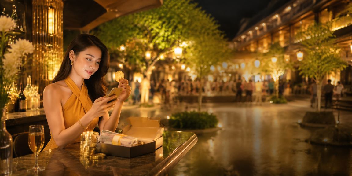 Người dùng Ninh Bình thực hiện nạp tiền qua ví điện tử trên điện thoại trong lễ hội
